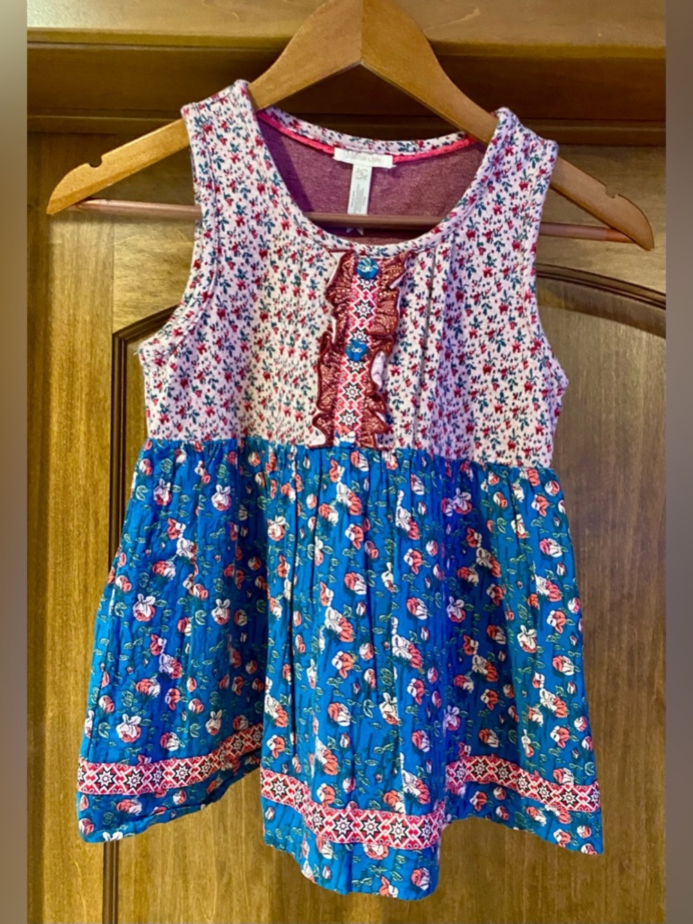 Matilda Jane Blue and Pink Floral Sleeveless Tank Top